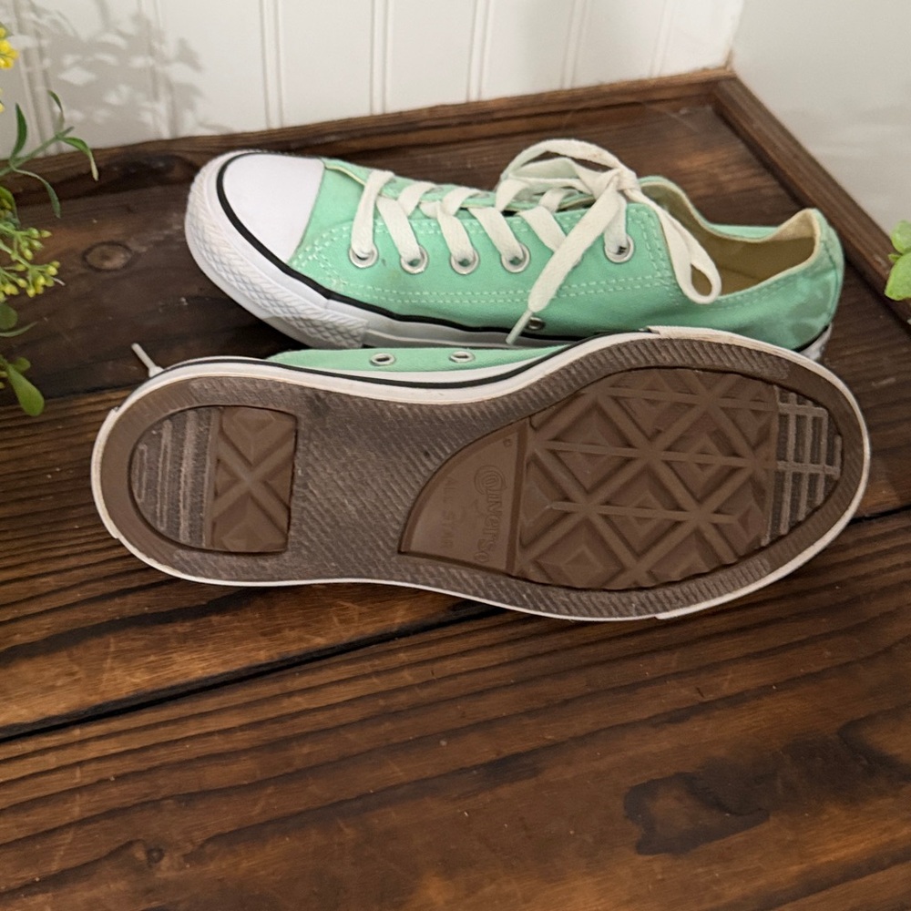 Mint Green Converse All Star Chuck Taylor Low Canvas Sneakers - Picture 6 of 8